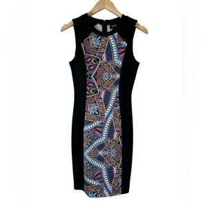 NWT Nicole by Nicole Miller Black Paisley Mixed Print Sheath Dress
